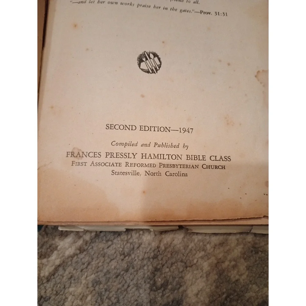 Milady's Favorite Cook Book First Associate Reformed Pres Church Statesville, NC